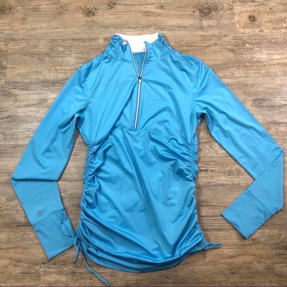 Athleta Half Zip Ruched Blue Sz Small NWOT Fitness